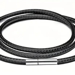 Lovely black 3mm wax cord stainless steel  necklace 40 cm