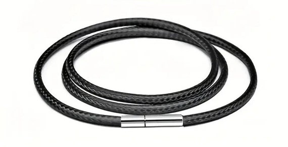 Lovely black 3mm wax cord stainless steel  necklace 40 cm