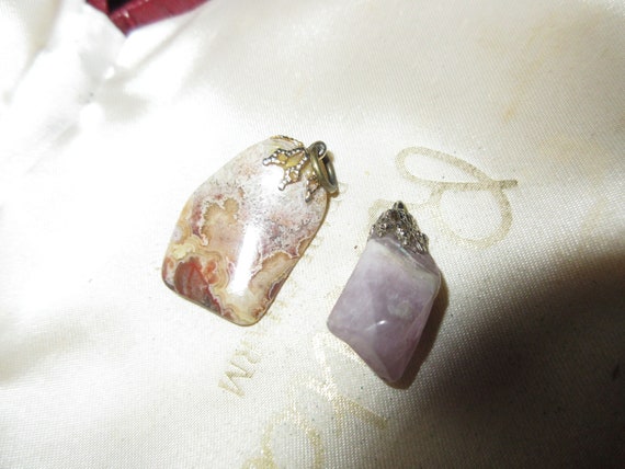 2 Lovely Vintage Scottish polished agate pendants