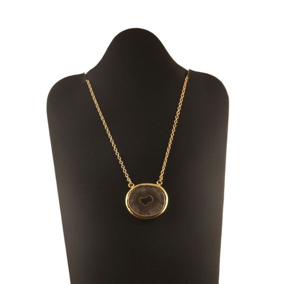 Beautiful polished solar quartz pendant goldplated necklace