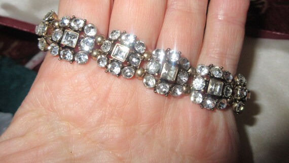 Lovely vintage Deco brass rhinestone bracelet