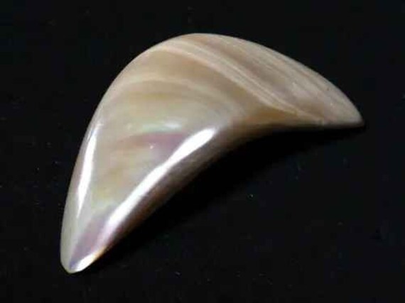 Lovely vintage Natural  Thick mother of pearl crescent brooch