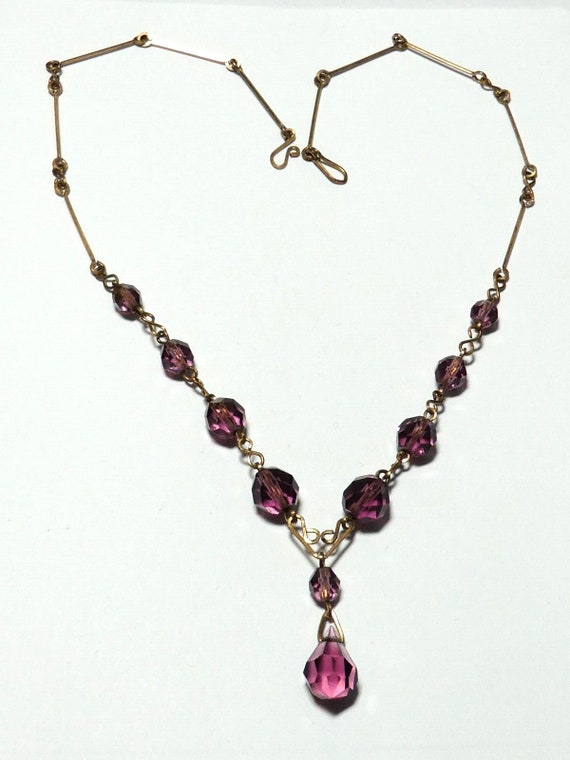 Beautiful 1940s Vintage Art Deco rolled gold purp… - image 3