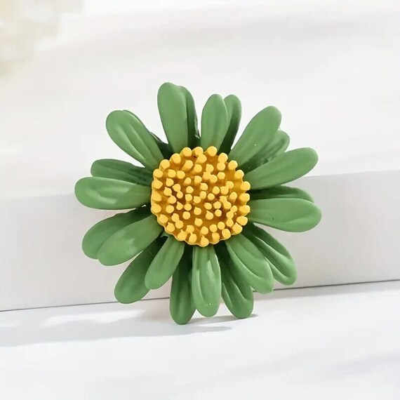 Beautiful double layer green enamel flower  brooch