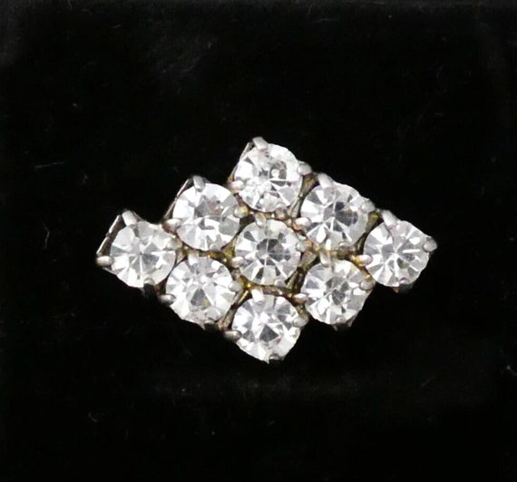 Lovely vintage Deco silvertone clear rhinestone  brooch