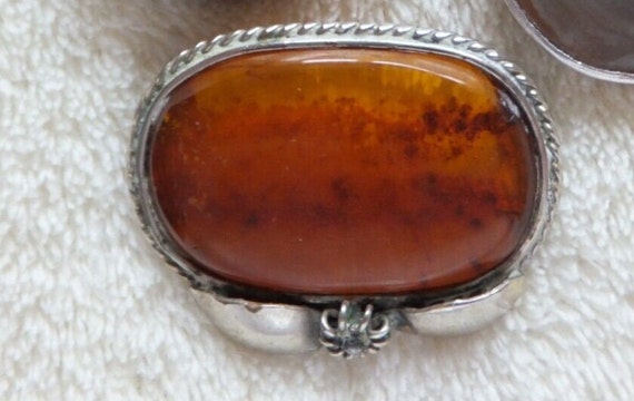 Beautiful quality Vintage Scottish sterling silver real amber brooch 1.6"