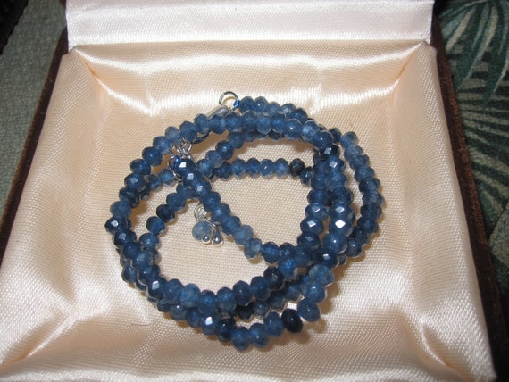 Lovely sparkly faceted 4 mm blue Kyanite necklace   18 - 20"