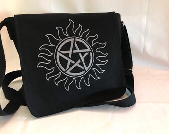 Supernatural inspired messenger bag with changeable flap