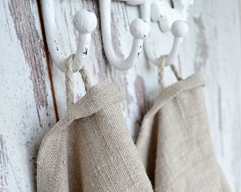 Thick Linen towels - Set of 2 - Undyed  natural linen towels - Simple rustic hand/face/tea towels - Washed rough 100% linen  towels