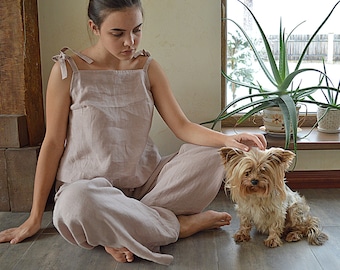 Linen pajama - Sizes XS-2XL - Linen loungewear - Woman's soft linen sleepwear - Soft linen pajama set - Linen Pajama Top and Pants