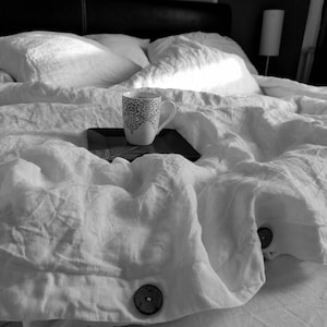 White Linen Duvet Cover, Soft Lithuanian Linen Bedding