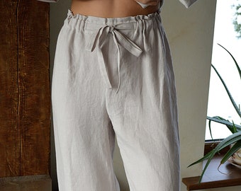 Linen loose pants / Woman's linen pants / Linen trousers / Sizes XS-2XL / Soft linen trousers / Linen pajama Pants / White linen pants