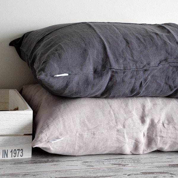 Softened linen pillowcase / Stonewashed bed pillowcases / Envelope closure pillow covers / Simple linen pillowcase / Soft linen bedding