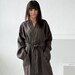 Weathered Wood Linen Morning Robe Long Robe With Pockets - Etsy