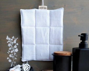 Linen puffed waffle washcloth / small hand towel / linen dishcloth, Linen reusable washcloth, Eco home care