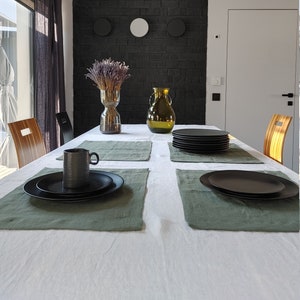 Linen placemats, table linen placemat set, placemats with mitered corners