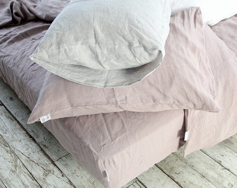 Bed linen pillowcase, Body linen pillow cover, Wood rose stonewashed linen pillowcases envelope closure