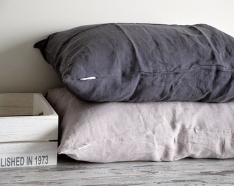 Softened linen pillowcase / Stonewashed bed pillowcases / Envelope closure pillow covers / Simple linen pillowcase / Soft linen bedding
