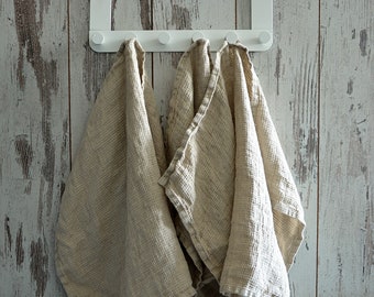 Linen soft waffle towel  - Waffle towel - Stonewashed natural linen towels - Pure linen hand/ face towel - Handmade linen towels