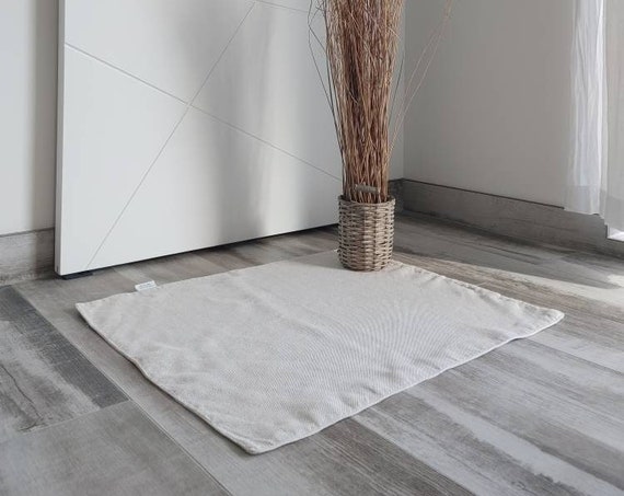 Linen bath mat, Double-layered feet mat, thick linen 320 GSM OATMEAL rug