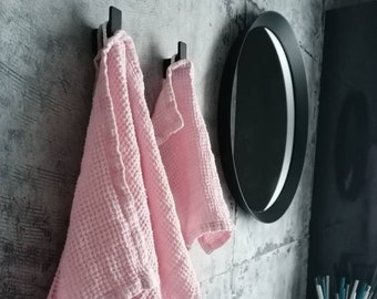 100% linen Pink Bath / hand / washcloth / waffle Linen towel   - Soft linen towels - Heavy weight thick towel  - Washed linen towel