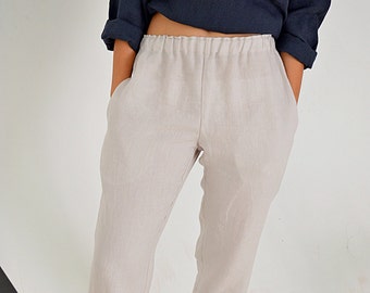 Linen pants / Linen pants with pockets / Woman's Linen pants / Soft linen casual pants /  Washed women linen pants