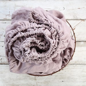 Льняная простыня, льняное постельное белье Stonewashed, льняная простыня WOOD ROSE, простыни Queen King