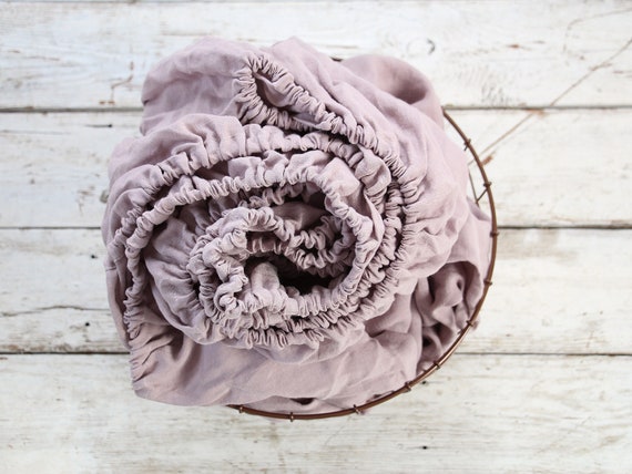 Льняная простыня, льняное постельное белье Stonewashed, льняная простыня WOOD ROSE, простыни Queen King