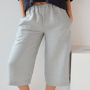 Woman's Culottes Pants / Linen Short Pants / Midnight Blue - Etsy
