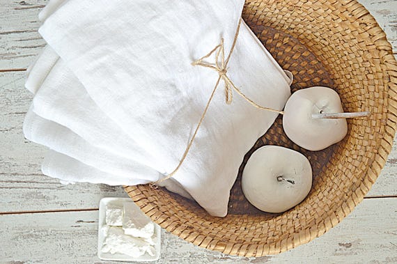 Linen hand towels - White thick linen towels - Simple rustic hand/face/tea towels - Washed rough linen - 100% linen (280 g/m2)