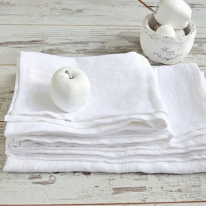 Linen Bath towel set / White thick linen towels / Linen bath and hand/face towels / Rustic linen towels / Washed bath linen towels / Towels image 1