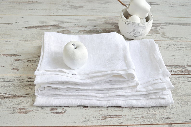 Linen Bath Towel Set / White Thick Linen Towels / Linen Bath Etsy