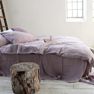 LINEN flat sheet, Stonewashed seamless linen upper sheets, WOOD rose Queen King top sheet
