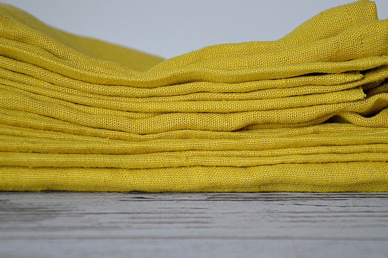 Handmade Heavy Linen Towel: Softened Mustard Guest Towel image 8