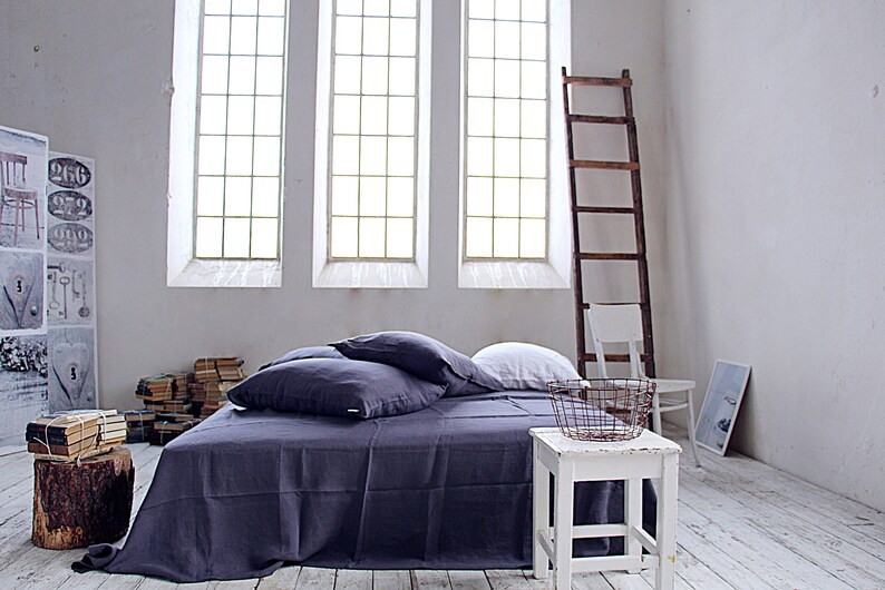 Linen Duvet Cover Midnight Blue Duvet Cover Soft Linen Etsy