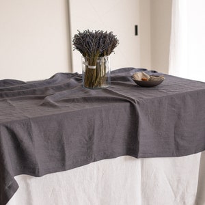 Linen tablecloth, 23 colors, Tablecloth with mitered corners, Stonewashed table linens image 3