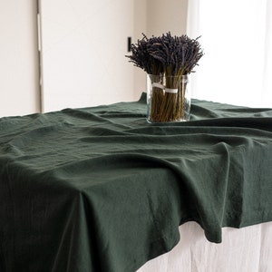 Linen tablecloth, 23 colors, Tablecloth with mitered corners, Stonewashed table linens image 2