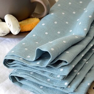 Linen Napkin Set, Polka Dot Linen Napkins, Table Linens, Dinner Linen