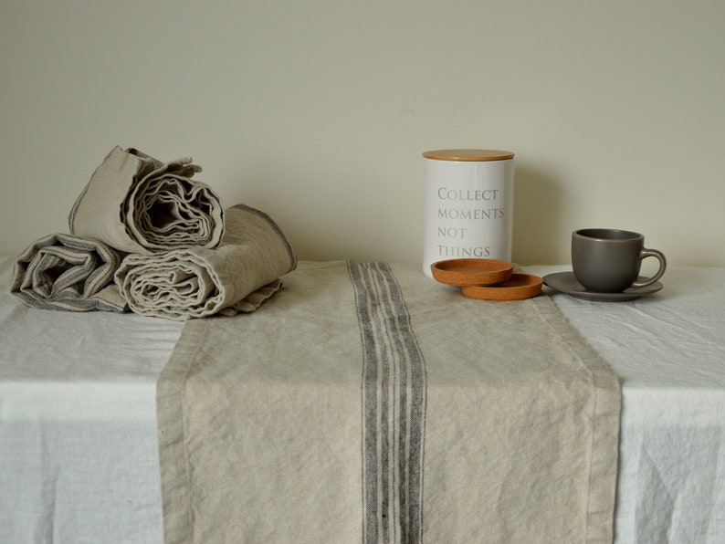Heavy weight linen table runner / Vintage table decor / Etsy
