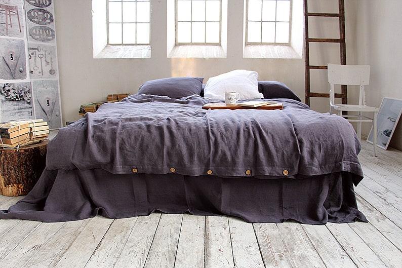 Linen Duvet Cover Grayish Eggplant Duvet Cover Soft Linen Etsy