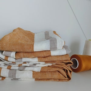 Linen bath sheet, Stonewashed linen bath towels, Thick striped linen towel image 9