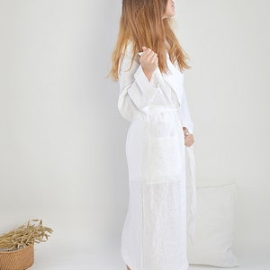 Linen bathrobe / Long robe with hood / Long linen gown / White linen bathrobe / Linen loungewear / Baltic quality linen image 9