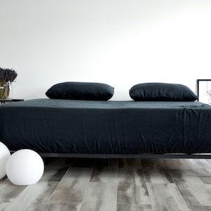 100% HEMP fitted sheet , Moonlight ocean stonewashed seamless hemp sheets, Queen King fitted sheet