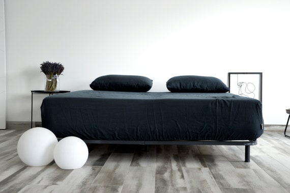 100% HEMP fitted sheet , Moonlight ocean stonewashed seamless hemp sheets, Queen King fitted sheet