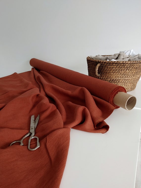 100% linen fabric, 200 GSM linen, Soft Terracotta linen fabric, Lithuanian linen