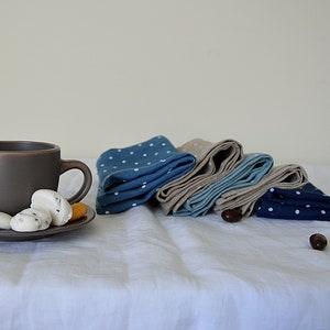 Linen Napkin Set, Polka Dot Linen Napkins, Table Linens, Dinner Linen