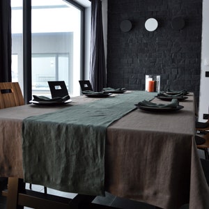 Linen tablecloth, in 23 colors tablecloth with mitered corners, Stonewashed table linens zdjęcie 3