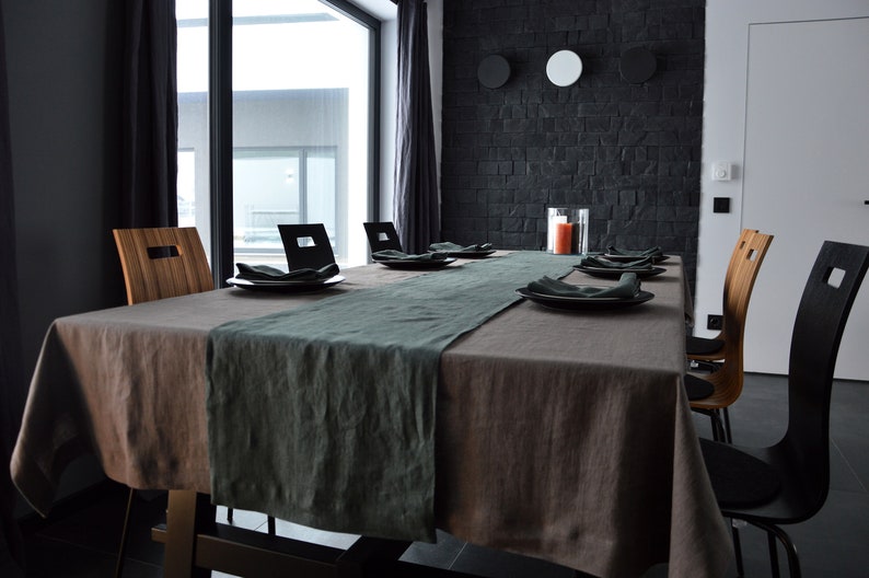 Linen tablecloth, in 23 colors tablecloth with mitered corners, Stonewashed table linens zdjęcie 3