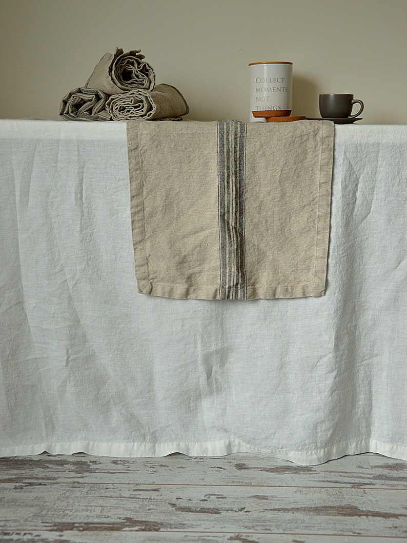 Heavy weight linen table runner / Vintage table decor / Etsy