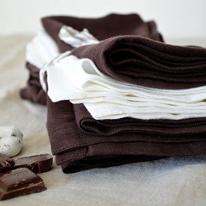 Linen napkin set, Chocolate linen napkins, Table linens, Dinner linen napkins
